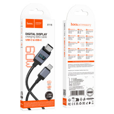 Data Cable Hoco X118 Generous Type-C to Type-C 60W 1m