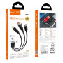 Data Cable Hoco U104 3in1 Moulder Type-C+Lightning+Micro 6A 1.2m