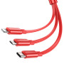 Data Cable Hoco X75 3in1 TELESCOPIC double pull USB to Micro+Lightning+Type-C 1m