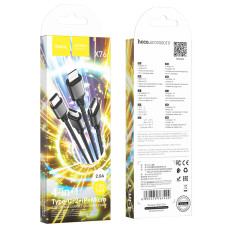 Data Cable Hoco X76 4in1 Super USB to Type-C+Type-C+Lightning+Micro 1m