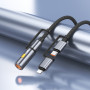 Data Cable Hoco U138 All-in-one Lightning + Type-C to Type-C + прикурювач (27W,3A,60W) 1.2m