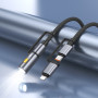 Data Cable Hoco U138 All-in-one Lightning + Type-C to Type-C + LED підсвітка (27W,3A,60W) 1.2m