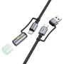 Data Cable Hoco U138 All-in-one USB + Type-C to Type-C + LED підсвітка (3A,60W) 1.2m