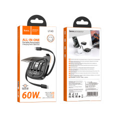 Висувний набір кабелів Hoco U140 Type-C to Type-C 60W(max) 0.95m + конектори (Lightning+Micro+USB)