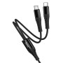 Data Cable Hoco X123 Victory 2in1 Type-C to Type-C+Type-C 3A 1m
