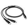 Data Cable Hoco X123 Victory 2in1 Type-C to Type-C+Type-C 3A 1m