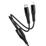 Data Cable Hoco X123 Victory 2in1 Type-C to Lightning+Type-C 3A 1m