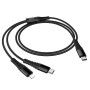 Data Cable Hoco X123 Victory 2in1 Type-C to Lightning+Type-C 3A 1m