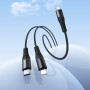 Data Cable Hoco X123 Victory 2in1 Type-C to Lightning+Type-C 3A 1m