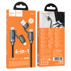 Data Cable Hoco U152 Fortune 4in1 with display USB+Type-C to Lightning+Type-C 240W 1.2m
