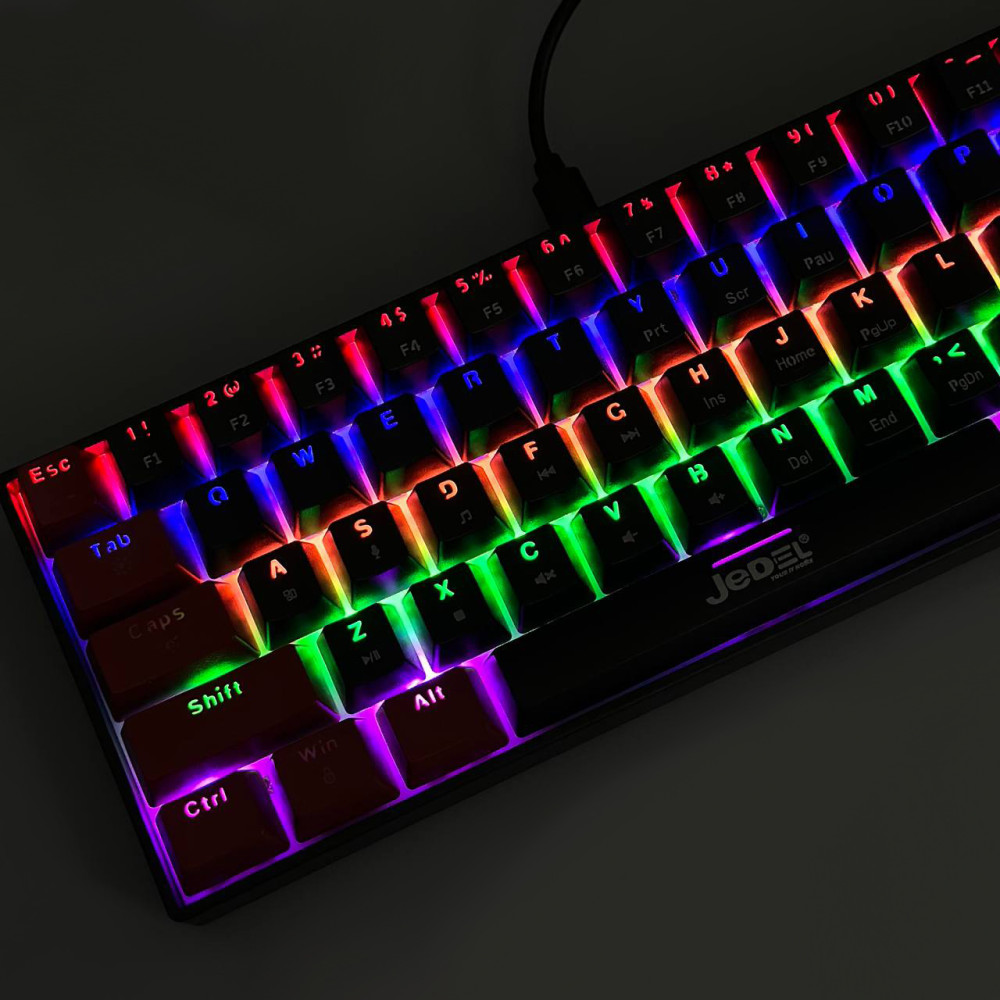 Клавіатура дротова Jedel KL-69 Gaming anti-ghost, RGB підсвічування (61 клавіша) (з Eng розкладкою) RED