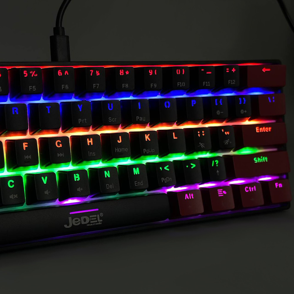 Клавіатура дротова Jedel KL-69 Gaming anti-ghost, RGB підсвічування (61 клавіша) (з Eng розкладкою) RED