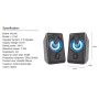 Колонка компьютерная Kisonli L-1010 Led (USB2.0) (6,5*10,8*9,0 см)