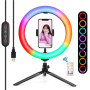 Кільцева світлодіодна Led Лампа XO BGD007, MJ26 RGB 10 inch із затискачем для телефону на штативі