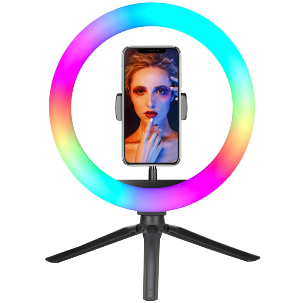 Кільцева світлодіодна Led Лампа XO BGD007, MJ26 RGB 10 inch із затискачем для телефону на штативі