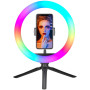 Кільцева світлодіодна Led Лампа XO BGD007, MJ26 RGB 10 inch із затискачем для телефону на штативі