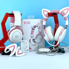 Навушники комп'ютерні Onikuma X10 Cat Ear з мікрофоном LED USB + 3.5mm Jack  