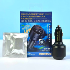 Автомобільний зарядний пристрій Remax RCC353 Yatoy Series USB+Type-C 60W PD+QC FC з освіжувачем повітря