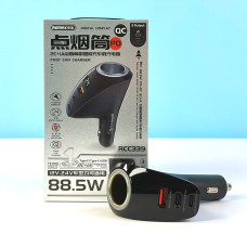 Автомобільний зарядний пристрій Remax RCC339 Warriors Series USB+2Type-C  PD+QC FC 88.5W with Digital Display  