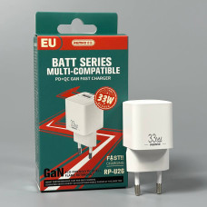 Мережевий зарядний пристрій Remax RP-U26 Batt Multi-Compatible GaN PD33W+30W