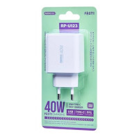 Мережевий зарядний пристрій Remax RP-U123 Kiddy Series PD40W+QC3.0