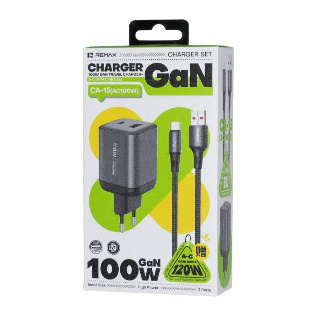 Мережевий зарядний пристрій Remax CA-15 Wisdom Series GaN PD67W+100W Type-C