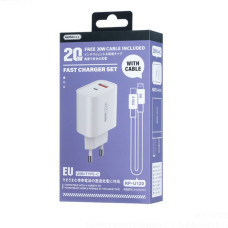 Мережевий зарядний пристрій Remax RP-U120 PD20W+18W Type-C to Lightning