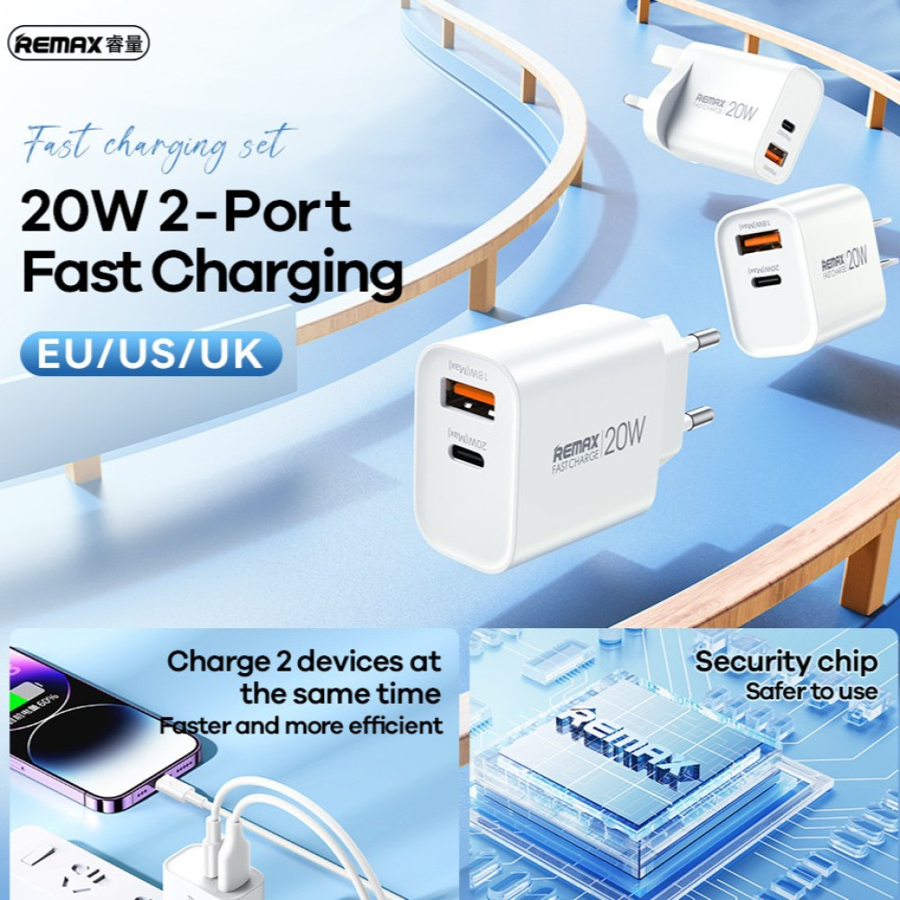 Мережевий зарядний пристрій Remax RP-U120 PD20W+18W Type-C to Lightning