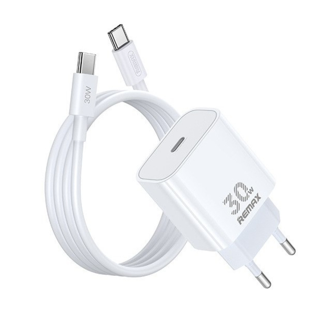 Мережевий зарядний пристрій Remax RP-W71 Figen Series GaN PD30W Type-C to Type-C