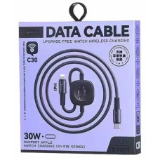 Data Cable Remax C30 Velocity Aluminum alloy Type-C to Lightning + Watch charger 30W 1.2m