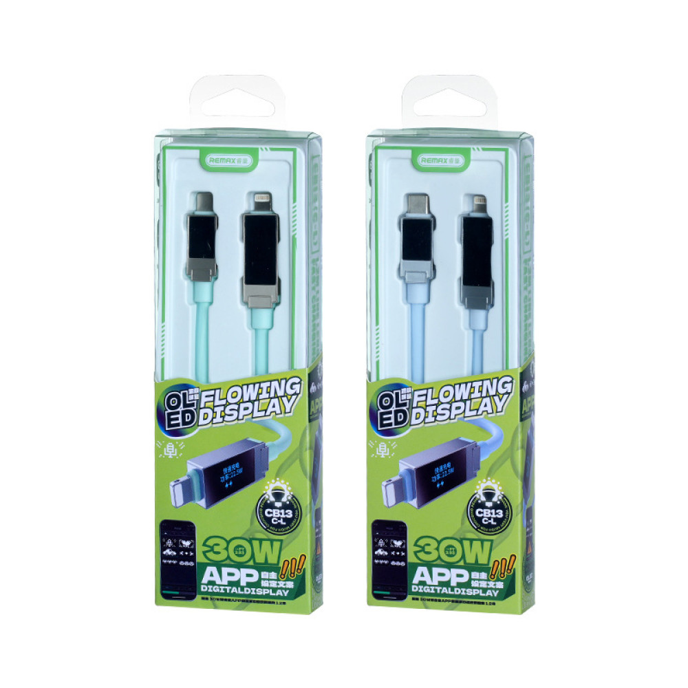 Data Cable Remax CB13 Thunder Zinc Alloy Display Type-C to Lightning 30W 1.2m