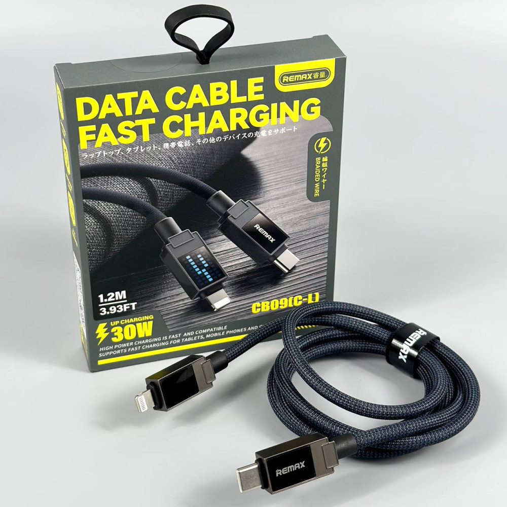 Data Cable Remax CB09 Rhythm Zinc Alloy Scrolling Lights Type-C to Lightning 1.2m