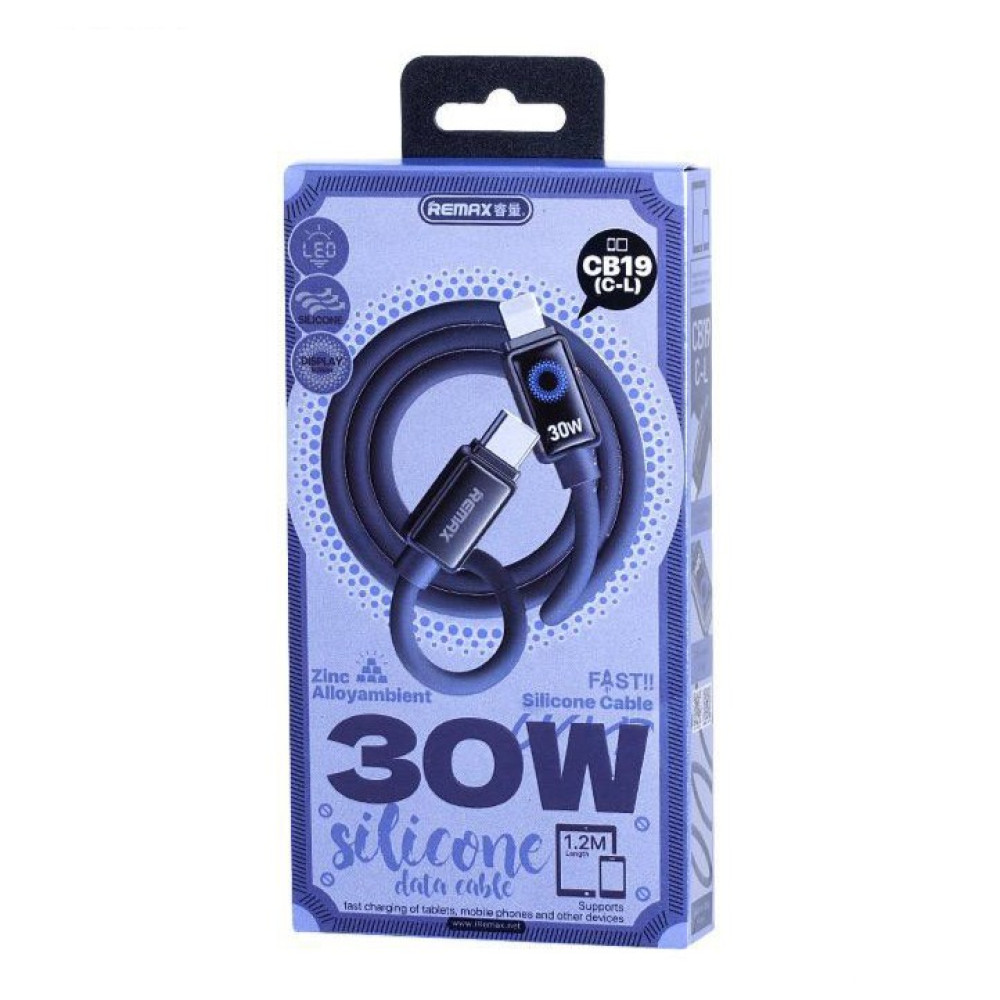 Data Cable Remax CB19 Illumine  Zinc Alloy Ambient Light Type-C to Lightning 30W 1.2m 