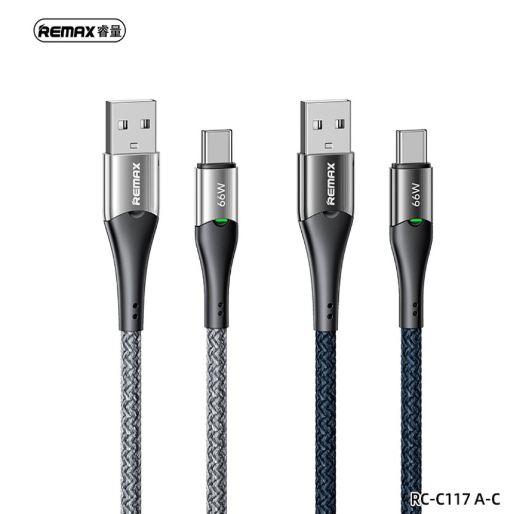 Data Cable Remax RC-C117 Intelyelec Series Smart Power-off with Light Type-C 66W 1.2m