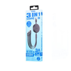 Data Cable Remax RC-C195 Telescopic 3in1 USB to Type-C+Lightning+Micro 3A 1.2m    