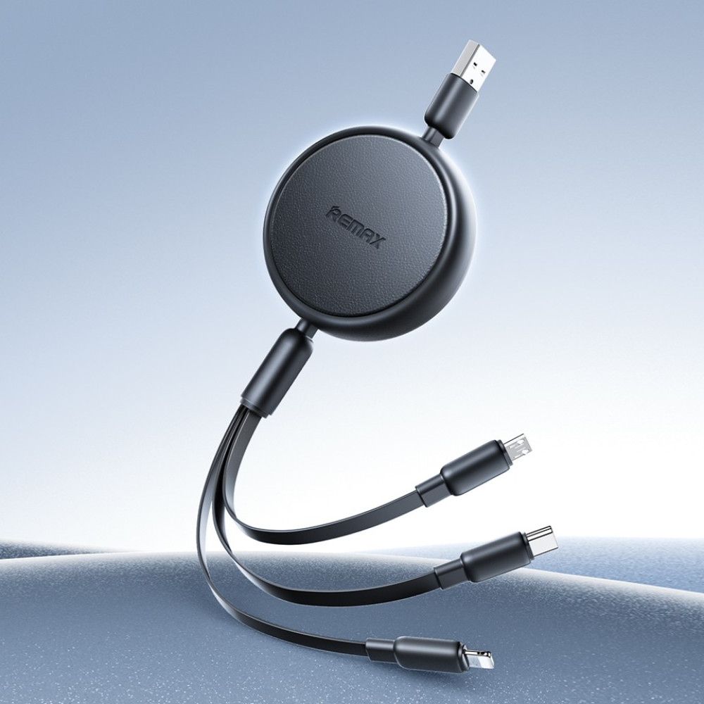 Data Cable Remax RC-C195 Telescopic 3in1 USB to Type-C+Lightning+Micro 3A 1.2m    