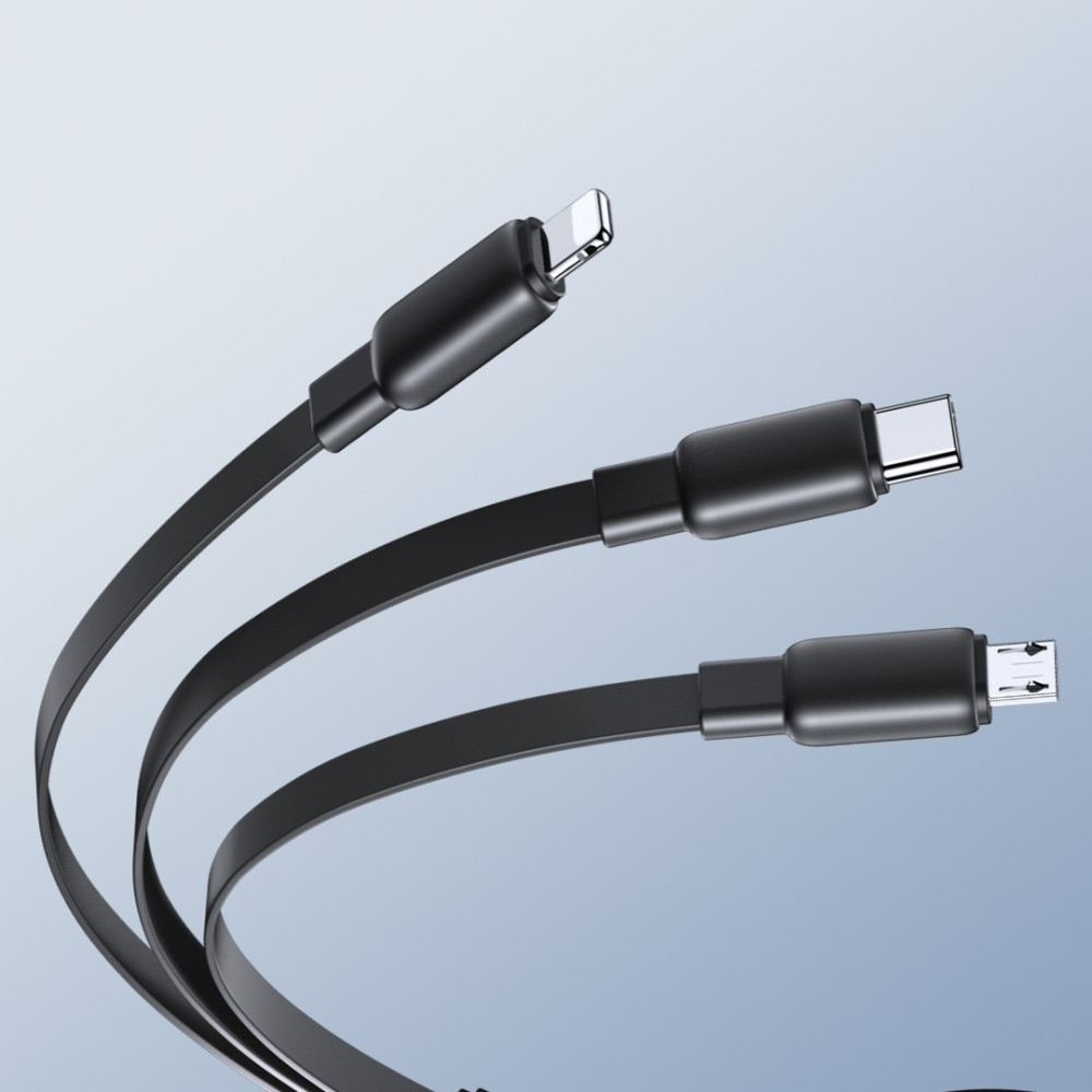 Data Cable Remax RC-C195 Telescopic 3in1 USB to Type-C+Lightning+Micro 3A 1.2m    