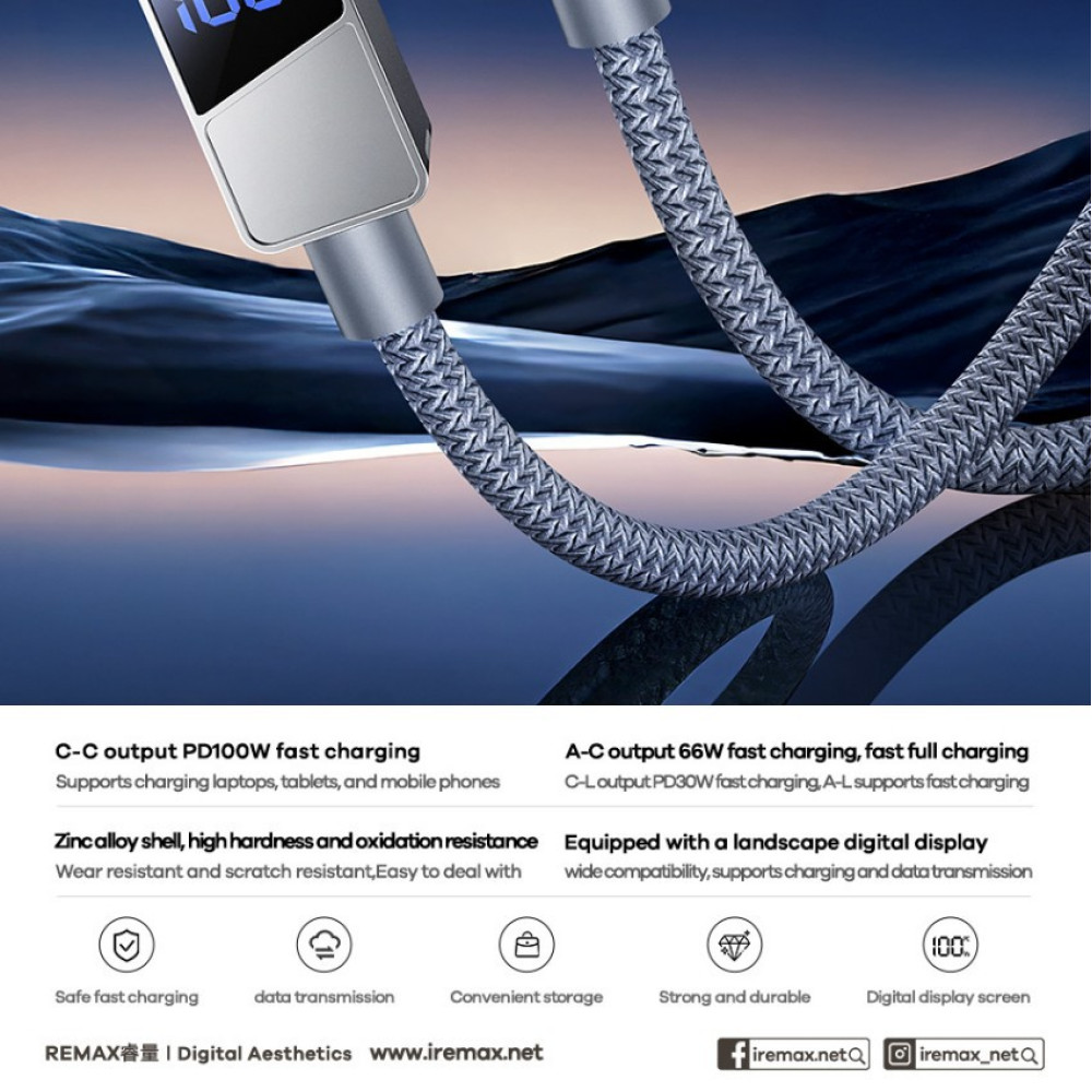 Data Cable Remax CB02 Armor Type-C 66W 1.2m