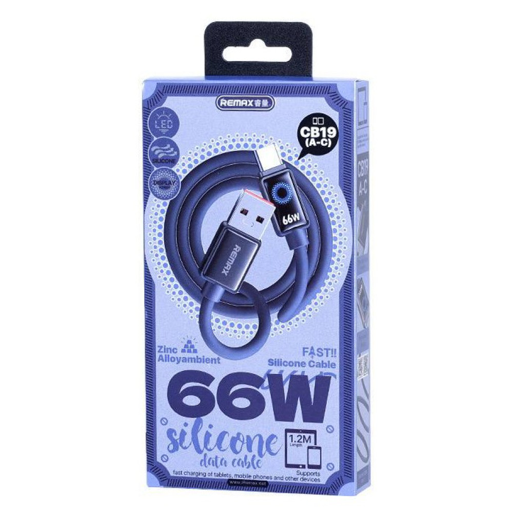 Data Cable Remax CB19 Illumine Zinc Alloy Ambient Light Type-C 66W 1.2m