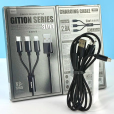 Data Cable Remax RC-131th Gition 3-in-1 Micro+Lightning+Type-C 1.2m