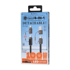 Data Cable Remax CB03 Shield Series Type-C to USB + Type-C to Lightning 100W 1.2m