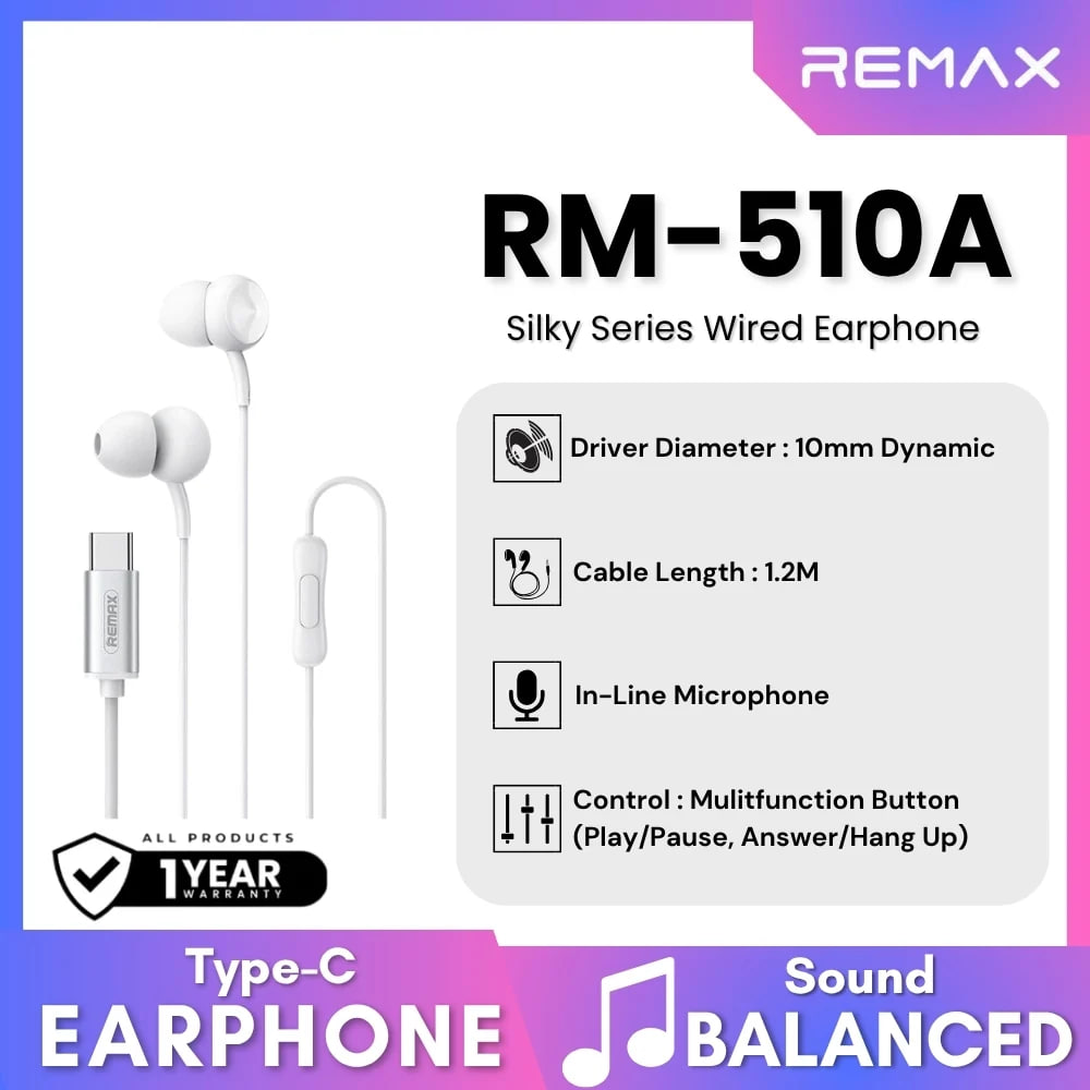 Навушники Remax RM-510a Siley Seriesi Type-C з мікрофоном