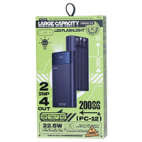 УМБ Power Bank Remax FC-12 20000mAh 20W+22.5W з ліхтарем (with cable Type-C+Lightning+USB)