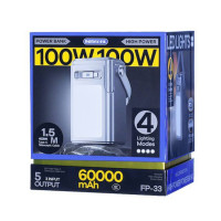 УМБ Power Bank Remax FP-33 60000mAh PD100W (with cable Type-C) з ліхтарем