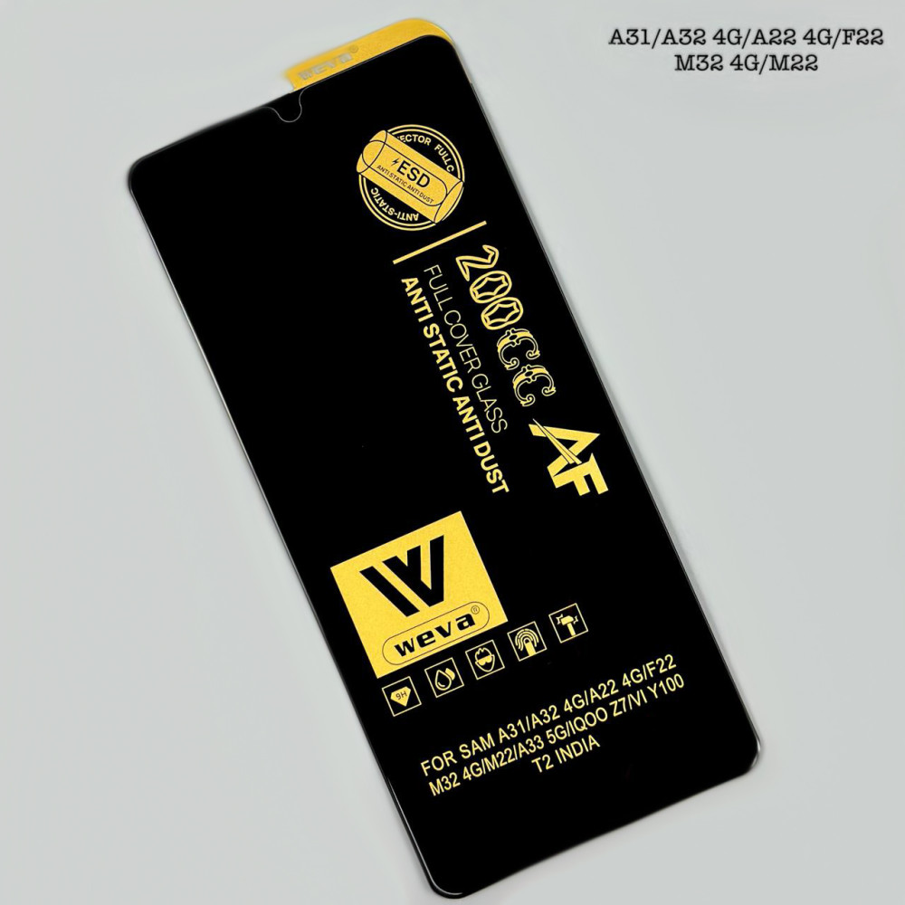 Захисне скло WEVA 200CC AF ESD Anti Static Samsung A31 2020-A33 5G-A32 2021 4G-A22 2021-M32 2021-M22 2021