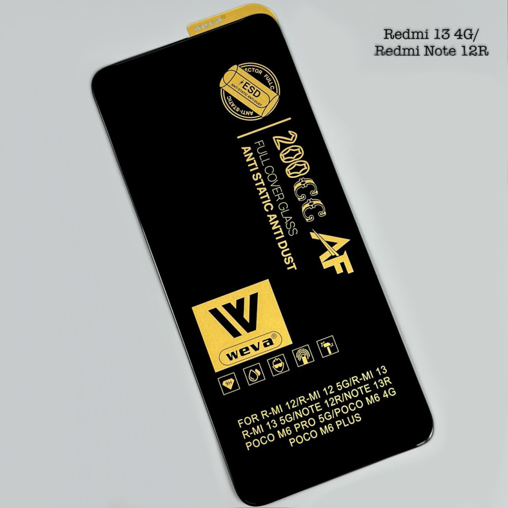 Захисне скло WEVA 200CC AF ESD Anti Static Xiaomi Redmi 13 4G-Redmi 12 (4G-5G)-Redmi Note 12R-Poco M6 Pro 5G