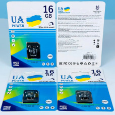 Карта пам'яті UA POWER 16GB Ultra high speed U-1 Class 10 з адаптером SD