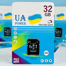 Карта пам'яті UA POWER 32GB U-3 Ultra high speed Class 10 з адаптером SD