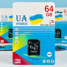 Карта пам'яті UA POWER 64GB U-3 Ultra high speed Class 10 з адаптером SD