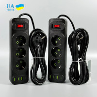 Мережевий подовжувач UA Power F23U 3USB+Type-C 3 розетки 6m